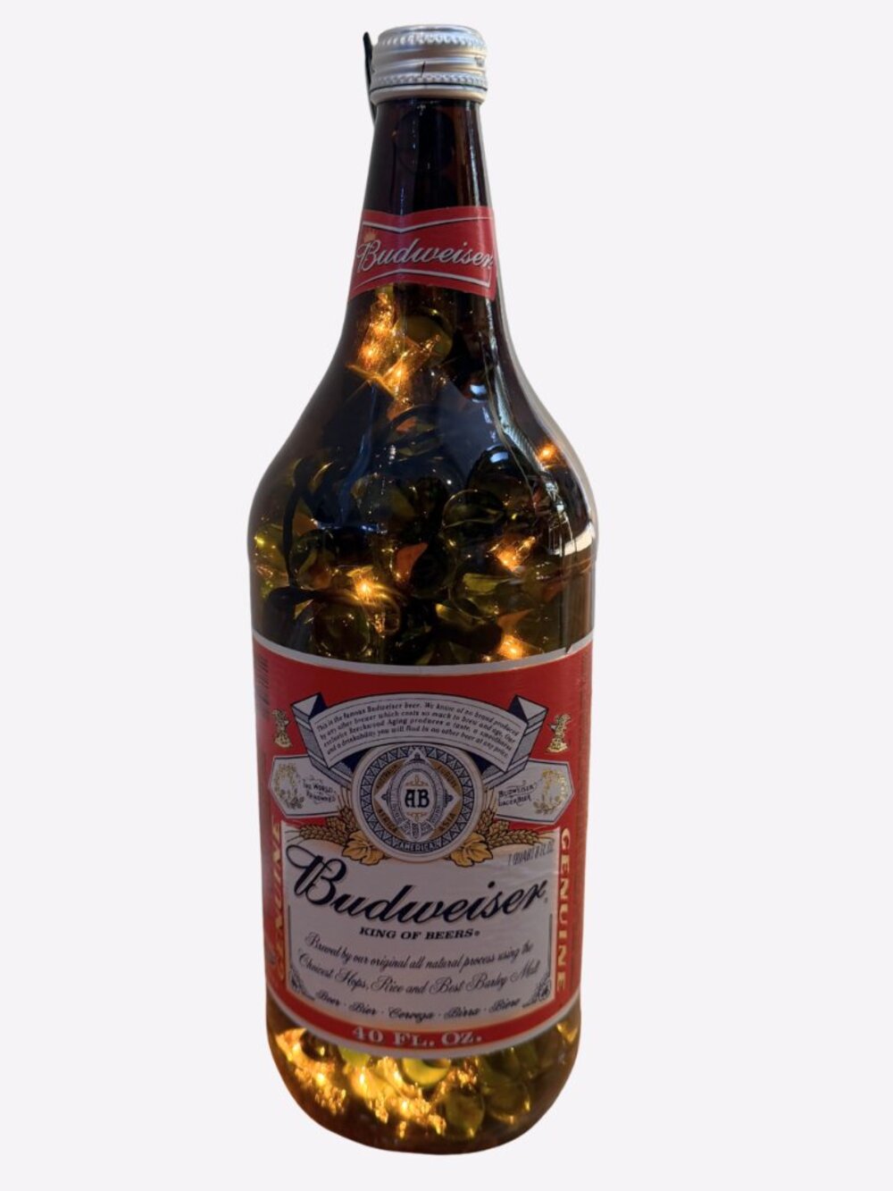 Budweiser Light Up Bottle Handmade 12” Vintage Collectible Breweriana Bar Beer